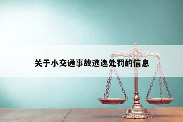 關于小交通事故逃逸處罰的信息 關于小交通事故逃逸處罰的信息